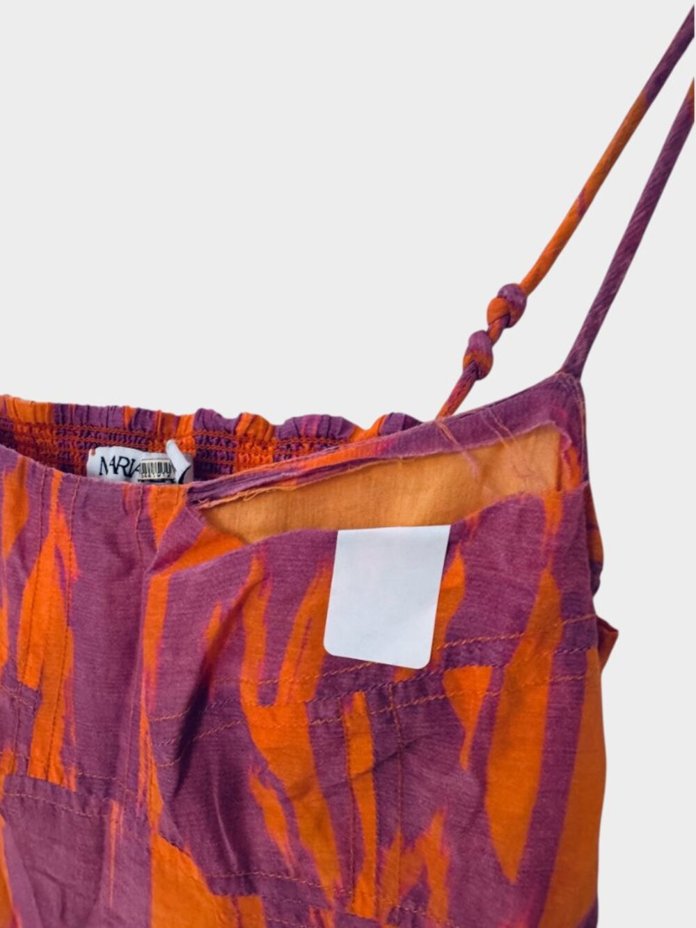 Maria Cher Targatal Midi Dress Square Neck Side Zipper, Orange Lilac - Picture 12 of 12